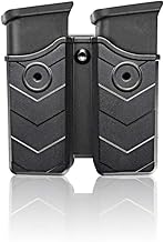 efluky Tactical Defense Pistol Case with Charger Holder 9 mm Double Magazine Pouch for Glock 17/19 /Sig Sauer P226 P229 P250 9mm/.40, Belt Clip 60° Adjustable