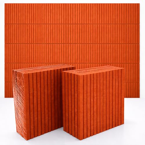 Image of MMT Acoustix Slats Felt Acoustic Wall Panel | Sound Proofing for Room |Premium Acoustic Panel |Pin Board for Wall |Sound Absorbing Panels | Slats Felt Acoustic Wall Panel |Rust| 30 x 30 cm | 8 Pcs