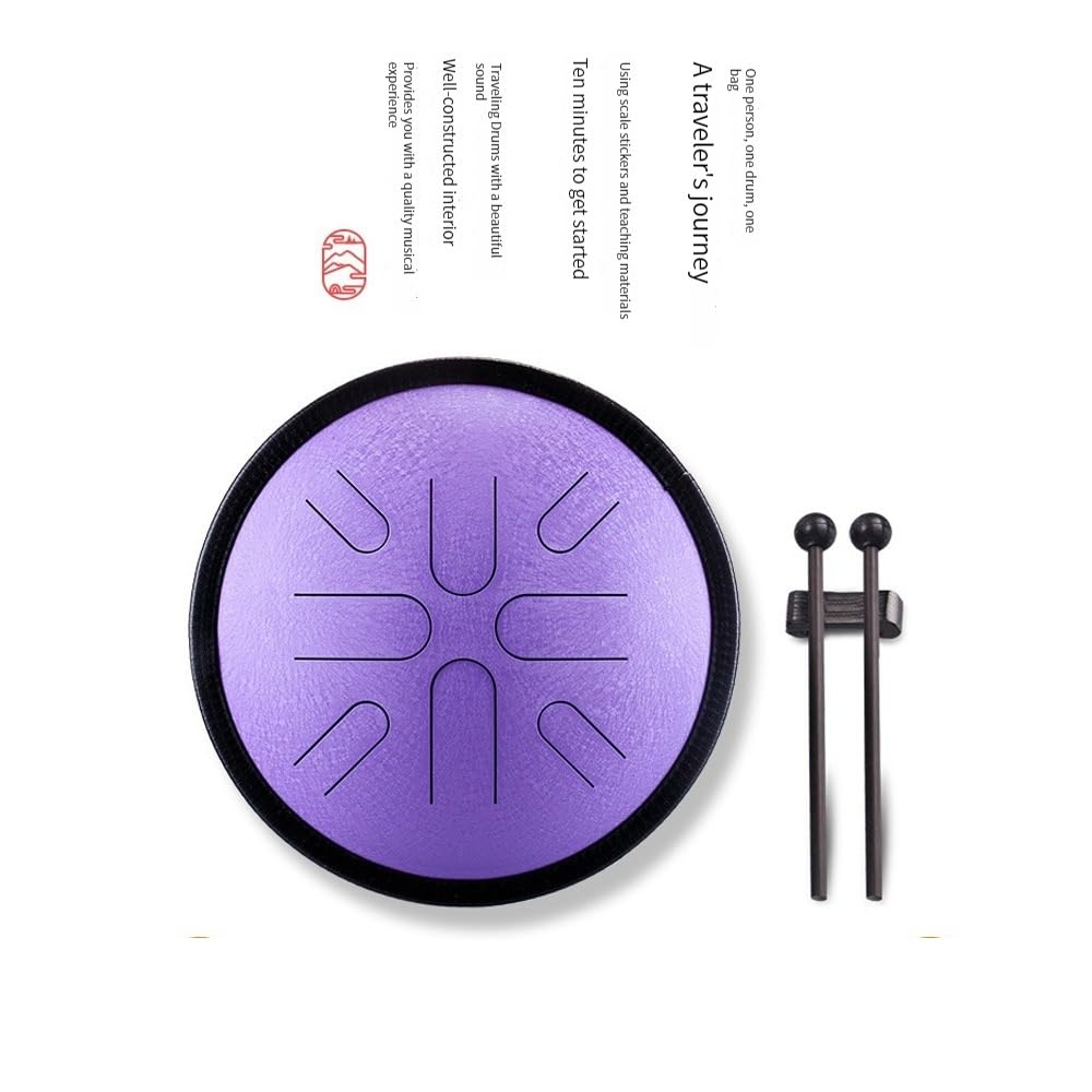 Tambor de lengua de acero 8 notas Tambor de lengua de acero de cobre de 10 pulgadas Percusión Enviar tambor avanzado Martillo Funda for el dedo Tono japonés Principiante Tambor Zen Percusión Meditació
