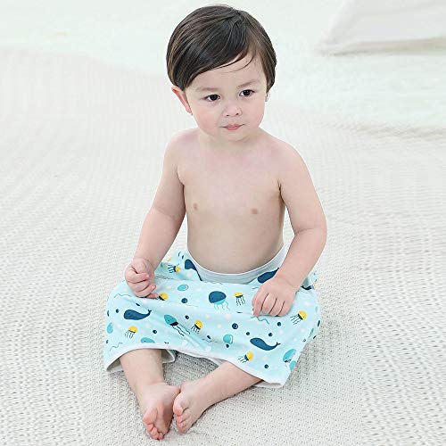 Jhion 2 Pack Baby Boys Girls Diaper Skirt,Waterproof Toddler Potty Training Skirt Cotton Toilet Training Nappy Skirt (Blue+Dark Blue) #TOP5