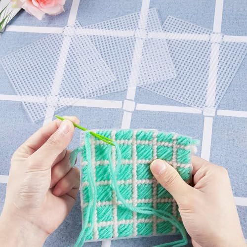 Image of 10 PCS Clear Mesh Canvas Sheets for Embroidery Making, Cross Stitch Plastic Aida Mesh Screen for Crafts DIY Crochet Projects