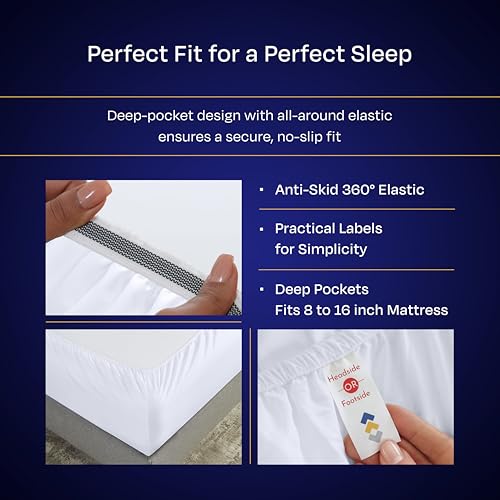 California Design Den California King Sheet Sets - Luxury 1000 Thread Count Sateen, Thick and Natural 100% Cotton Sheet Set, Deep Pockets, Soft, Breathable and Durable Bedding - White