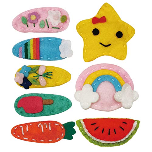 Baby Girl Felt Hair Snap Clips Cute Rainbow Hair Bow Barrettes for Toddler 8 Pieces