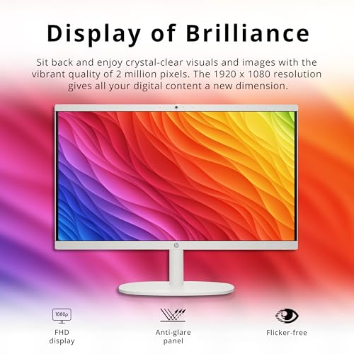 Image of HP 21.5 inch FHD All-in-One Desktop, Intel Celeron J4025, 8GB RAM, 288GB Storage (128GB SSD + 160GB Docking Station Set), WiFi 6, Windows 11 Pro, Wired Keyboard, Wired Mouse, Cashmere White