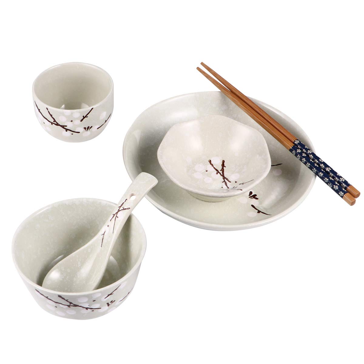 Vaisselle japonaise en porcelaine fleur de prunier de luxe
