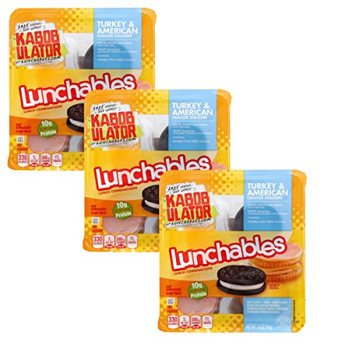 Lunchables Turkey & American Cheese Cracker Stackers Snack Kit with Chocolate Sandwich Cookies - Contains milk, soy, and wheat - Made with Oscar Mayer Turkey with 100% white meat- 3 Case (16 per Case)