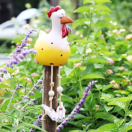 Xiao Chicken Garden Decor, Resin Rooster Yard Outdoor Garden Decor Sculptures Resin Chicken Sculptures For Farm Animal Patio Yard Lawn Decoration (Yellow) (001) #TOP1