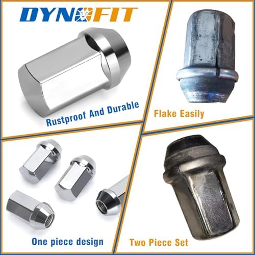 dynofit 24pcs 14x1.5 OEM Lug Nuts 1.75 inch(45mm) Height 7/8" Hex(22mm), M14-1.5 One-Piece Design Factory Chrome Wheel Lugnuts for Silverado & Tahoe GMC Sierra 1500 Buick Dodge Cadillac Chrysler - 4