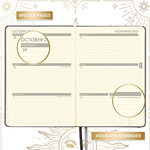 2023-2024 Planner - Jul.2023 - Jun.2024, 2023-2024 Planner, Academic Planner 2023-2024, 2023-2024 Planner Weekly & Monthly With Tabs, 5.75" X 8.25", Soft Faux Leather With Pen Loop, Back Pocket - Mystic Grey #TOP3