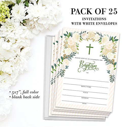 DB Party Studio Gender Neutral Baptism Invitations with Envelopes ( Pack of 25 ) Large 5x7