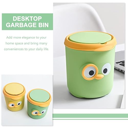 Miniatura 4 de DOITOOL Botes de basura para decoración de oficina, mini basurero de mesa, papelera de escritorio, cubo de basura de plástico con tapa, papelera de