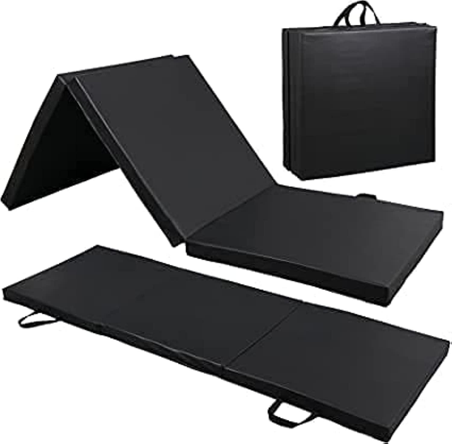2" Thick Tri-Fold Folding Exercise Mat with Carrying Handles for MMA, Gymnastics and Home Gym Protective Flooring