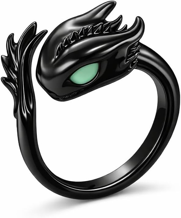 SUPAC Whimsical Silver Flying Dragon Ring - Unique Animal Shape Design, Adjustable Index Finger Ring for Men or Women, Cute Personality Statement Jewelry, Niche Fashion Accessory