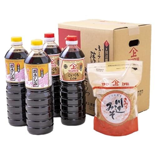 ヤマガミ醤油4本, 川辺味噌1kgセット