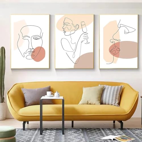 Peinture de visage pour salon KEBIA lot de 2 toiles abstraites 50x70 cm