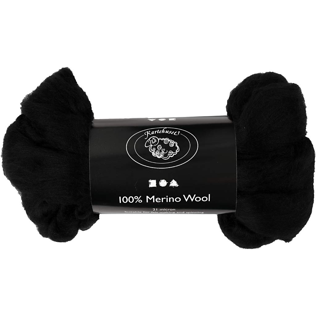 Merino Wool, 21 micron, black, South Africa, 100g