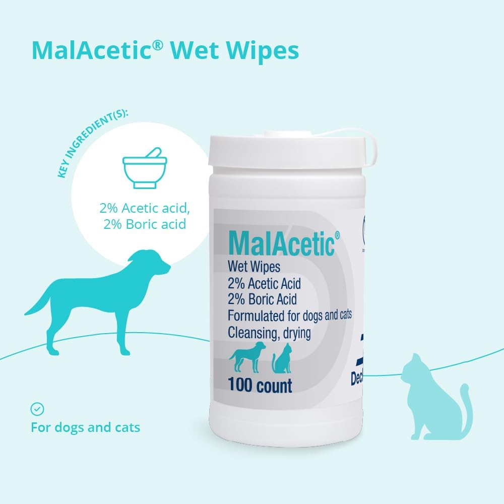MalAcetic Wet Wipes for Dogs and Cats 100 Count