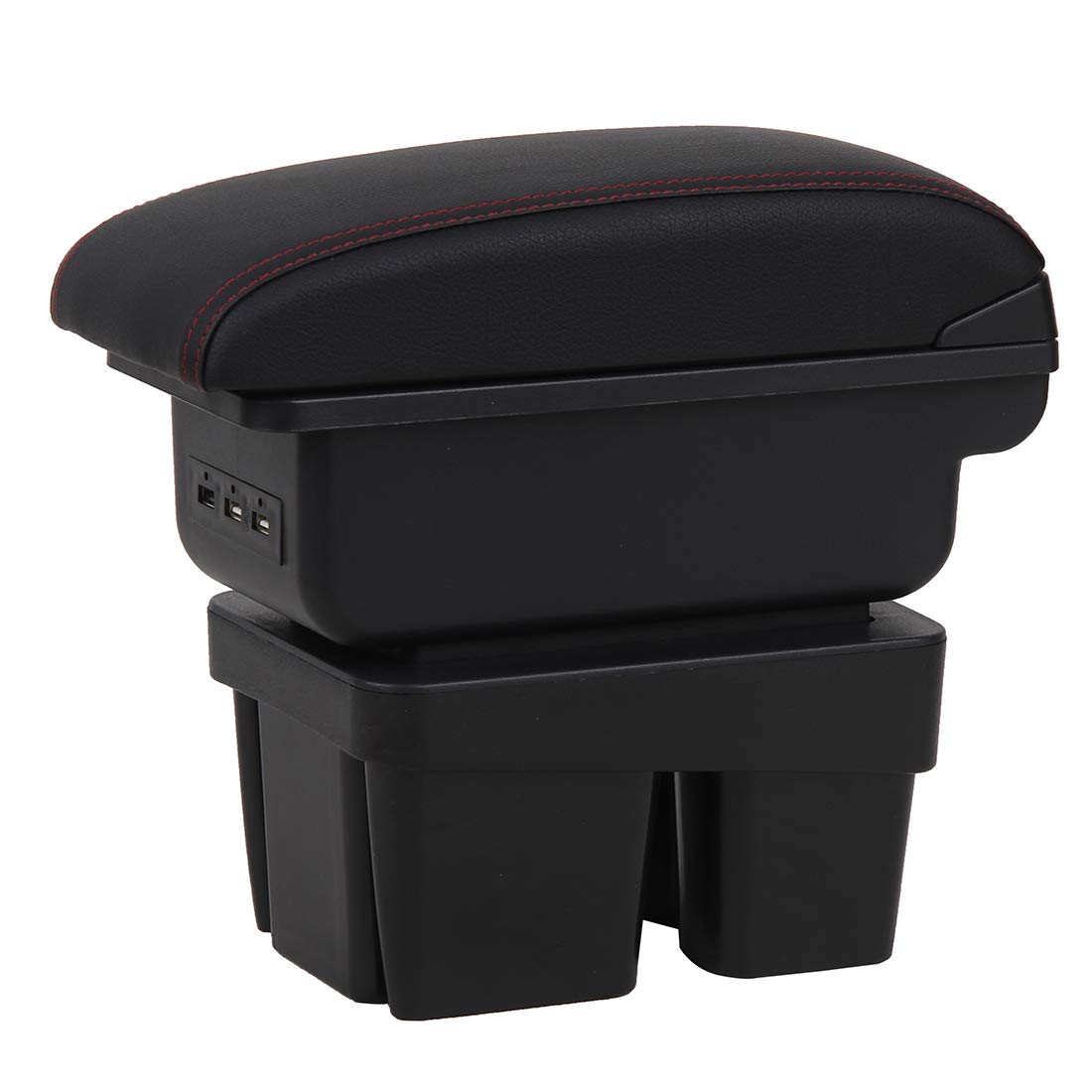 YJYWZH Bracciolo Auto per VW Golf 7 MK7 2015 2016 Console Centrale a Doppio Strato Grande Scatola di Immagazzinaggio (Cuciture Rosse)