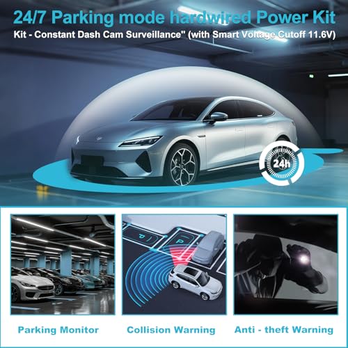 Image of Dash Cam Hardwire Kit USB C, 12V-24V to 5V /3A Adapter Power Cable with Voltage Display, 24 /7 Parking Mode, Acc Detection, 4-Level Low Voltage Protection (11.6V /11.9V /12.2V /12.5V)