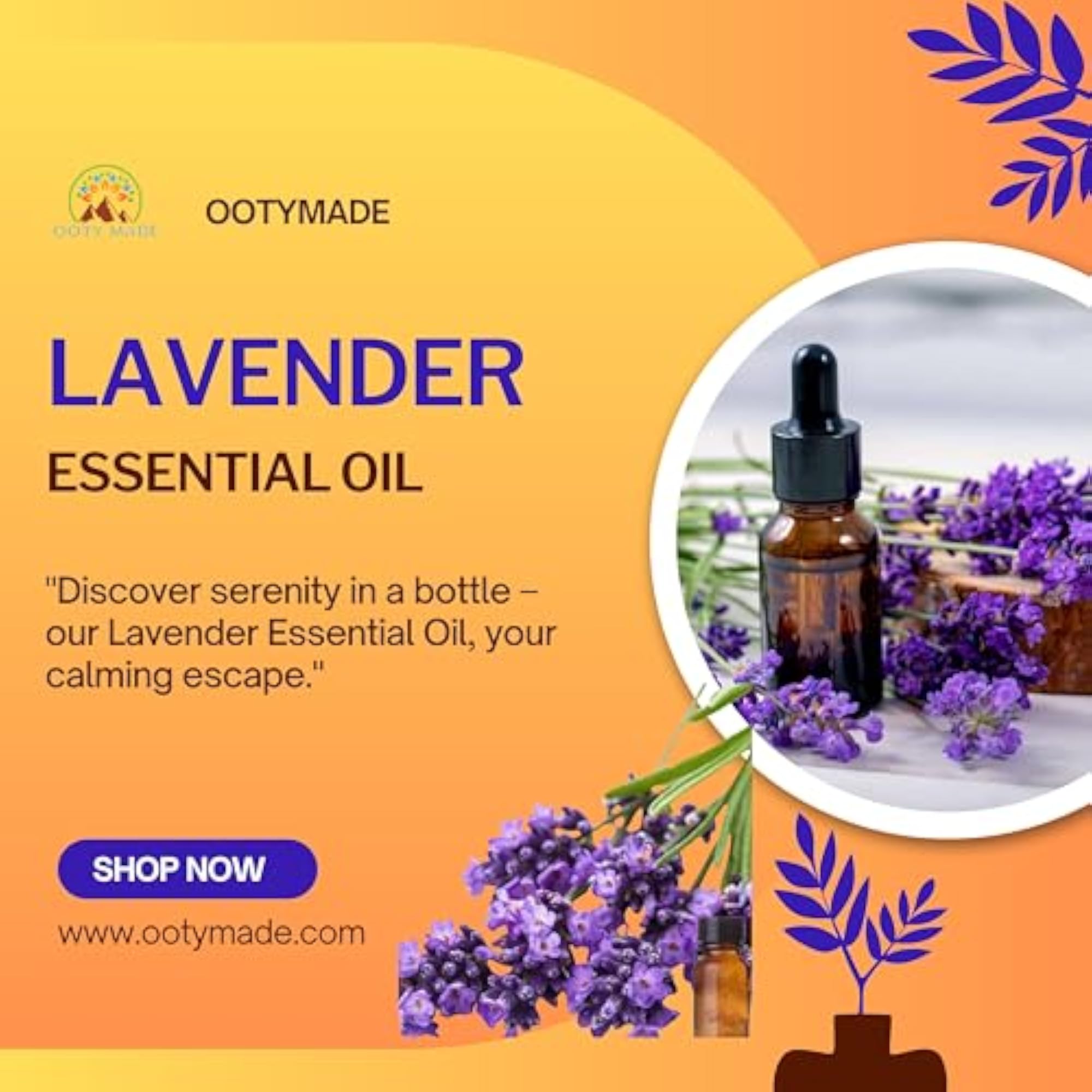 OotyMade Lavender Essential Oil, Pure and Natural