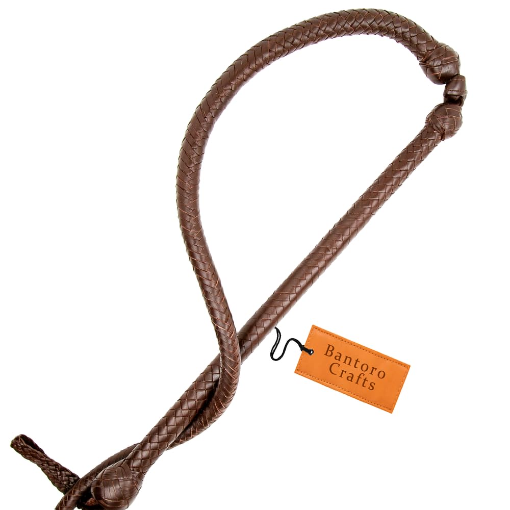 Marrone Frusta 12 trecce Fili Pelle Intrecciata Frusta in Vera Pelle Pancia in Pelle e Supporto in Pelle all'Interno Frusta Che schiocca Forte