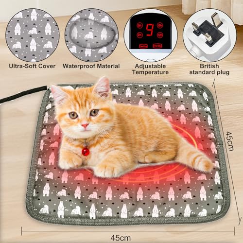 OBEST Pet Heating Pad, Electric Heated Pad for Dog Cat, Warm Mat Waterproof Dogs Cats Beds with Constant Temperature, Comfortable Heater Heater Blanket Puppy and Kitten (45 * 45CM) (green) - Image 4