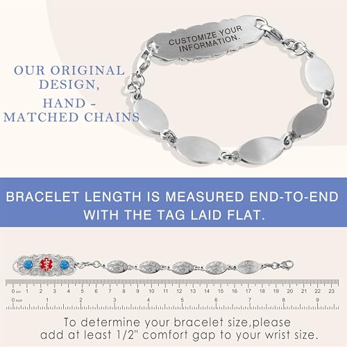 Custom Elegant Medical Alert Bracelets for Women with Free Engraving,Personalized Emergency Identification Blood Thinner Diabetes Epilepsy ID Bracelet Life Alert Jewelry2
