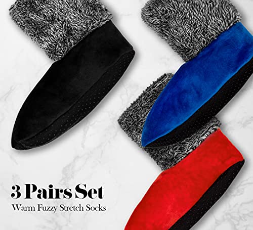 Tie G U Style 3 Pairs, Womens Warm Fuzzy Socks, Non Slip Grip, Stretch Velvet Slippers In Gift Box For Hospital & Nursing Home thumb #1
