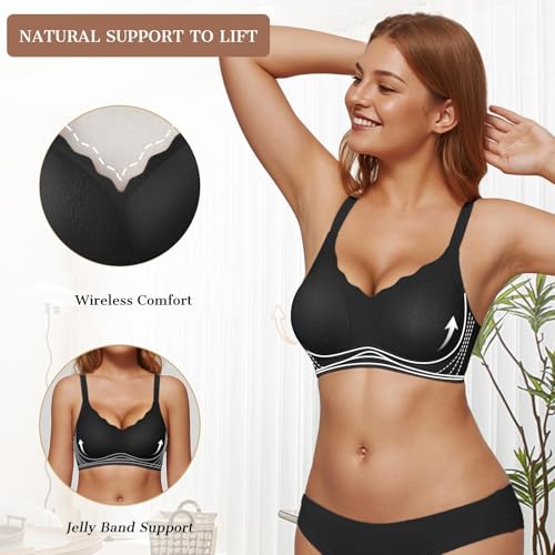 Image of OEAK Womens Wireless Jelly Bras Push Up Bralette Full Coverage No Underwire Bra Comfortable Everyday Seamless Tshirt Bras