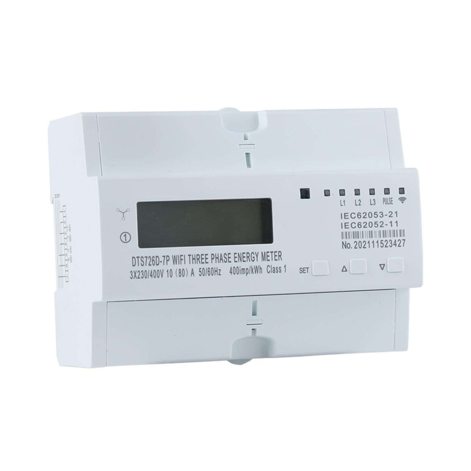 Monitoraggio Dell'Energia del Contatore Intelligen WiFi Smart Series 50/60Hz Contatore di Energia Monofase/Trifase Timer Consumo Energetico Monitor Contatore KWh Wattmetro(DNS226D-7P WiFi 80A)