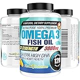 Ultra Pure Omega 3 Fish Oil (Triple Strength - 3000mg Per Serving) 120 Softgels High EPA and DHA Fatty Acids Supplement 3 x 1000 mg - 120 Pills