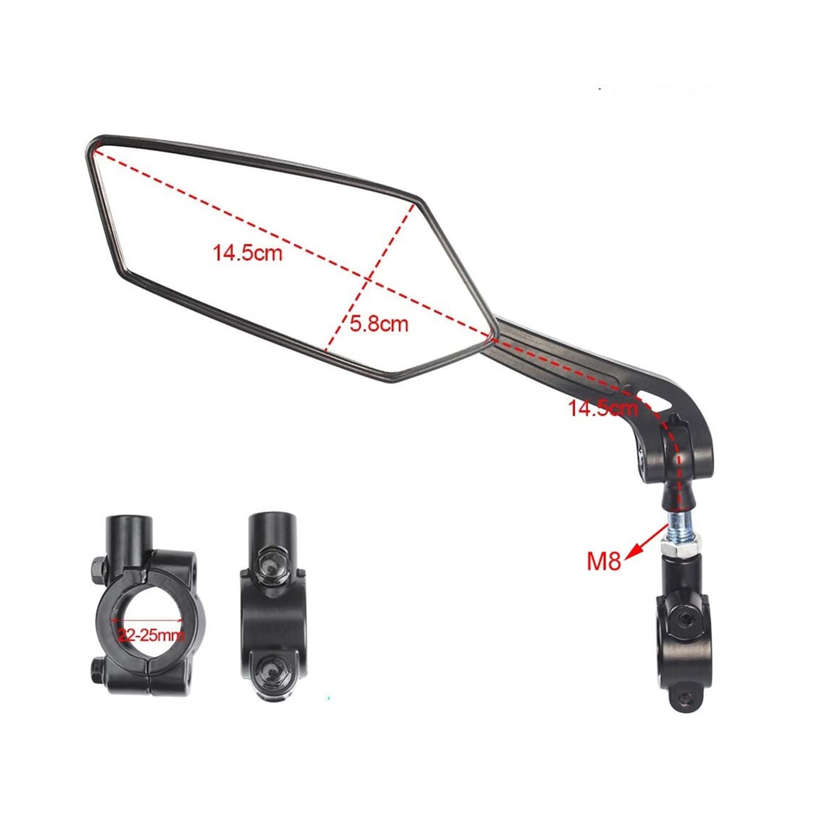 Espejo retrovisor para Bicicleta, Reflector Ajustable y Giratorio para Manillar, Transparente, con Ajuste de 360 Grados, para Scooter y Bicicleta (Espejo retrovisor derec