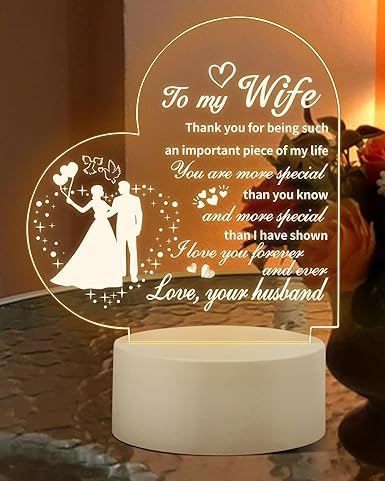 Image of Gifts for Wife, Birthday Gift for Wife, Valetaines Day Gift for Wife Girlfriend, Unqiue Gifts for Pregnant Wife for Wedding Anniversary, LED Night Lamp Wife Gifts from Husband,