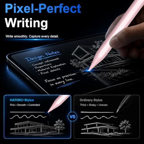 Image of HATOKU Stylus Pen for Apple iPad 2018-2026 for Note-Taking Drawing Pink