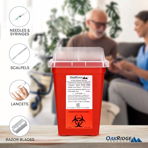 image for Oakridge Products Sharps Container for Home Use and Professional 1 Qua