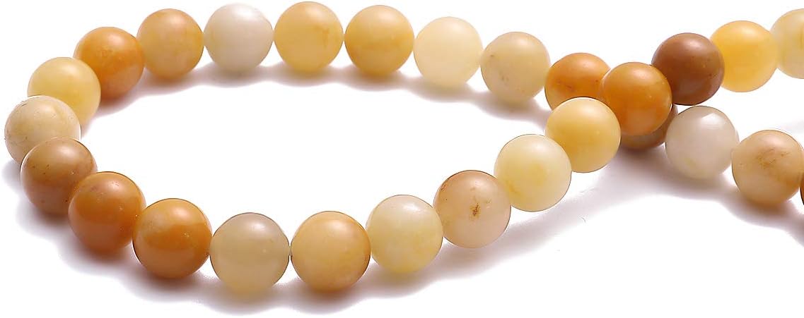 BEADIA Natural Yellow Jade Stone Round Loose Semi Gemstone Beads for Jewelry Making 4MM 89PCS Yellow Jade 4mm