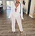 EDITCOZY Women Mesh Sheer 3pcs Outfits Long Sleeve Top Long Pant Bikini Cover Up White L