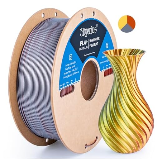 3Dgenius Silk PLA 3D Printer Filament Triple Color Silk PLA Filament 1.75mm 3D Printing Filament Fit Most FDM Printers, 1KG Spool(2.2lbs), 3 in 1 Color Gold Silver Copper