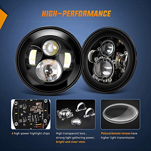 Image of Nilight 4Pcs 7 Inch Round Cree Headlight and 4 inch Fog Lights High Low Beam Compatible with 1997-2018 Wrangler JK Unlimited JKU TJ CJ Rubicon, 2 Years Warranty