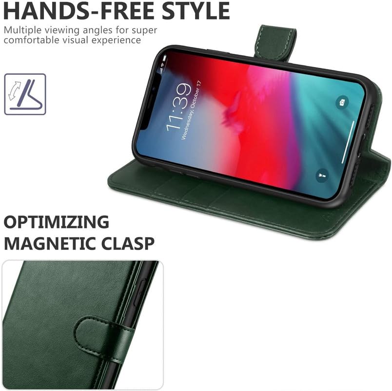 Image of ClickCase Vintage Series for Motorola Moto G05 Leather Wallet Flip Case Kick Stand Magnetic Closure Flip Cover for Motorola Moto G05 (Green)