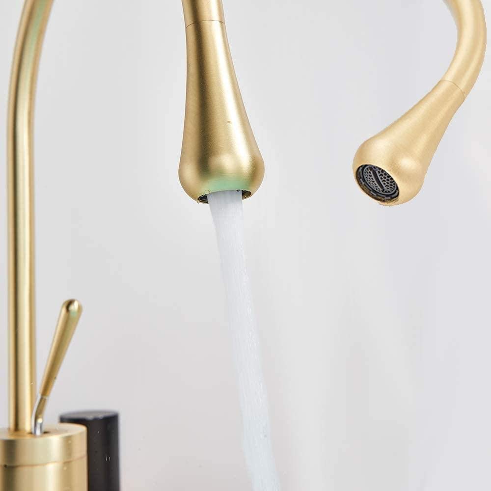 Rubinetto, maniglia singola ruota di 360 compatibile con lavelli da cucina doppi lavelli in ottone dorato, rubinetti dell'acqua calda e fredda