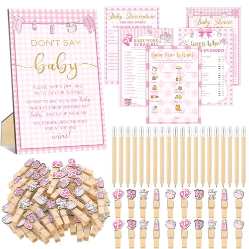 Image of Patelai 321 Pcs Pink Gingham Baby Shower Decorations Pink Plaid Welcome Sweet Baby Shower Cute Coquette Bow Party Bingo Games for Coquette Theme Don't Say Gender Reveal Party Supplies