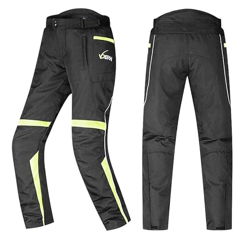 バイクパンツ 男女兼用 防風 ライダーパンツ レーシング ツーリング ライディングパンツ 防寒インナー プロテクター付き オールシーズン通用 (L, 緑)