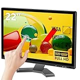 Pisichen 21,5 Zoll Touchscreen PC Monitor, Full HD 1920x1080P 10-Punkt Multi-Touch Computer Monitor mit HDMI VGA USB Anschluss, Integrierten Lautsprechern