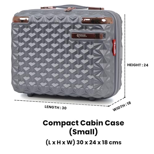 Image of American Traveller Goldie ABS Travel Vanity Case | Hard Shell Makeup Organizer | Portable Cosmetic Storage Box | Compact Travel Case for Toiletries, Beauty Essentials & Accessories(12, Silver)