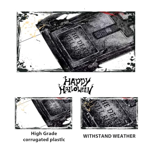Graveyard Halloween Tombstones Decorations Outdoor: 6 Pcs Large Tombstone Halloween Yard Signs with Stakes, Realistic Scary Skeleton RIP Gravestones Lawn Cemetery Halloween Decor Front Lawn Garden Haunted House Props - image 5
