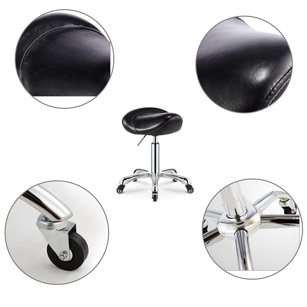 ZHOUXIAO Sgabello Idraulico Ad Altezza Regolabile Sgabello con Ruote Massaggio Sgabello Rotante Ergonomico Ergonomico, Comodo PU Sedile Ottomano in Pelle PU per Clinica Denti