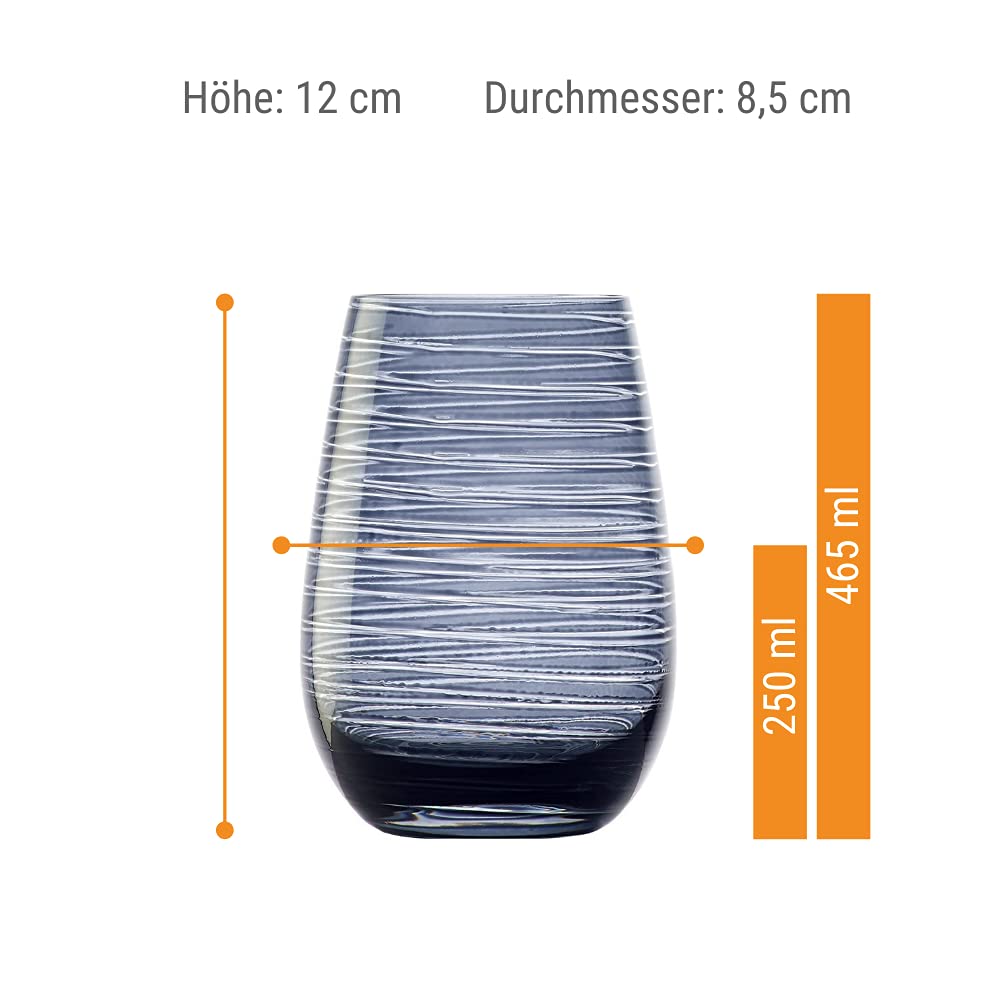 Stölzle Lausitz Twister Wassergläser Trinkgläser Rauchgrau 465 ml, 6er-Set | Edle rauchgraue Wasser-, Saft- und Allroundgläser für Cocktails, bleifreies Kristallglas, stoßfest & spülmaschinengeeignet