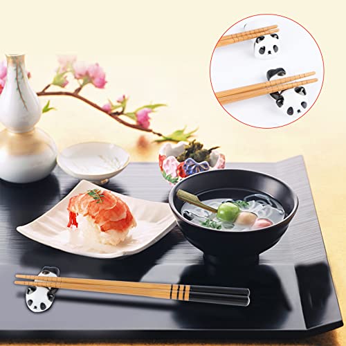 Panda Ceramic Chopsticks Holder, Bamboo Shape Alloy Chopsticks Gift Set, Reusable Chinese Style, Classic Style in Elegant Box Gift Box (2 Pairs) - Image 3