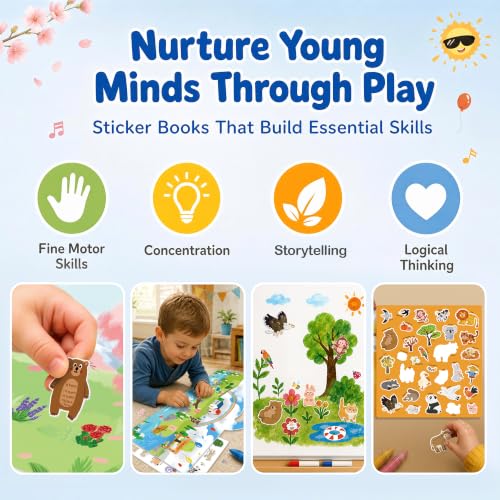 FOKI Reusable Sticker Books for Toddlers 2-4, 4 Sets 130 Jelly Stickers - image 3